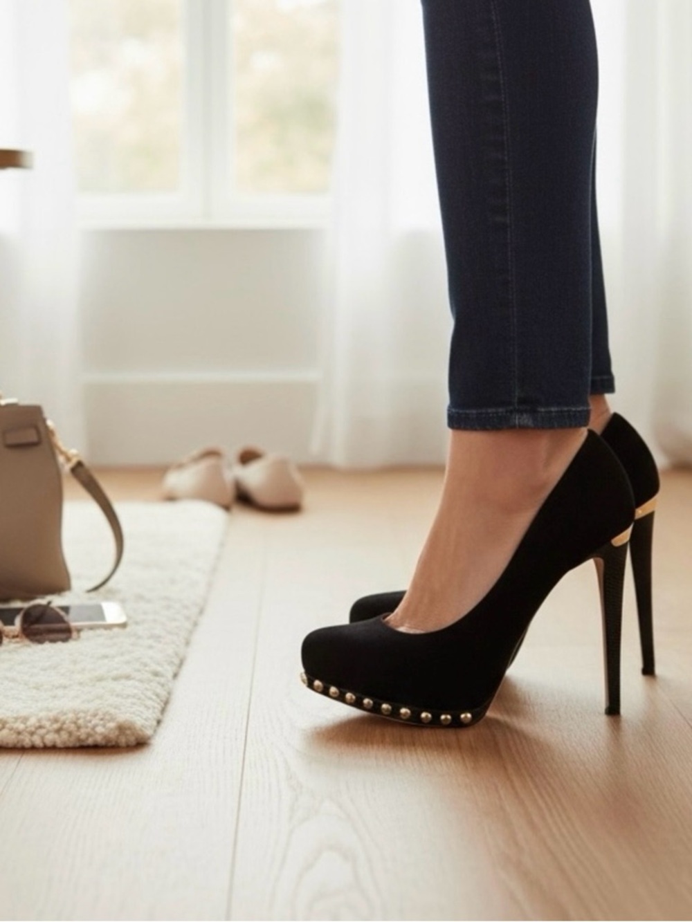 MICHAEL Michael Kors Black Studded Platform Pumps